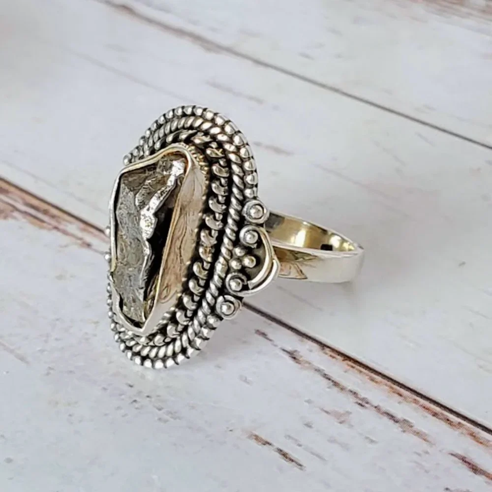 Campo Del Cielo Sterling Meteorite Ring - Picture 3 of 5